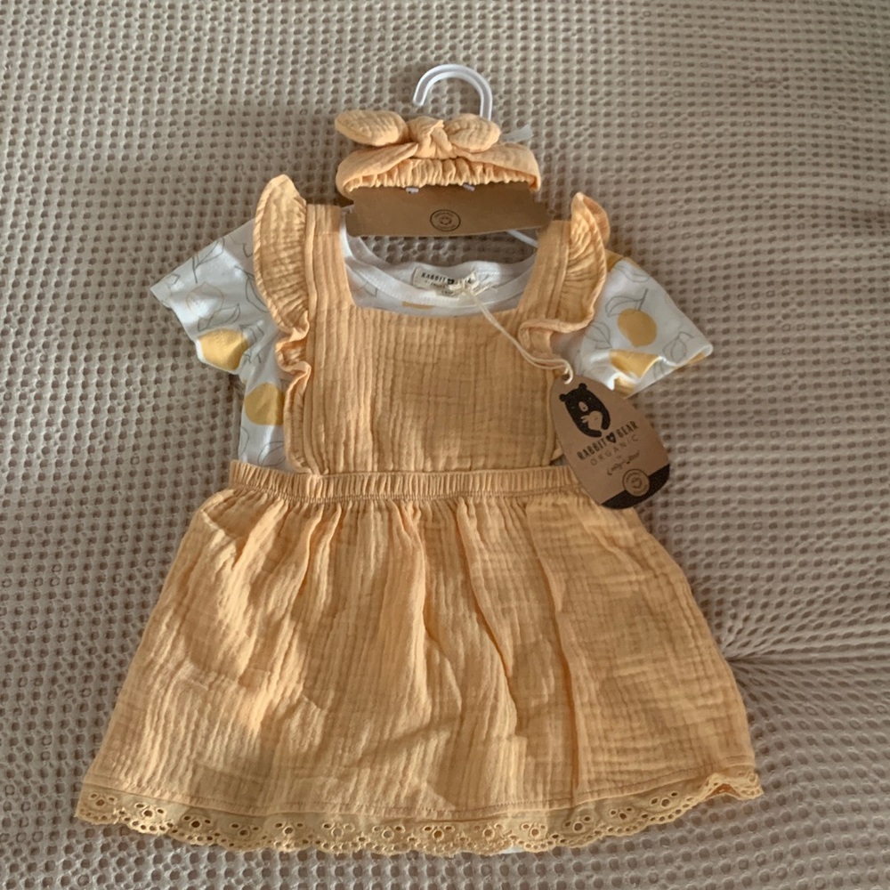 Baby Girl - Yellow Ruffle Sundress Set with Lemon Tee and Headband